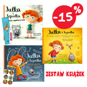 Zestaw trzech książek Julki i Szpulki - Sprawa zaginięcia Lulu, Kościochrupek, Wróbel, który ćwierkał za dużo minus 15%