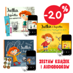 Zestaw trzech książek i audiobooków detektywistycznych dla dzieci 5+ serii Julka i Szpulka. Promocja - minus 20 % - Sprawa zaginięcia Lulu, Kościochrupek i Wróbel, który ćwierkał za dużo.