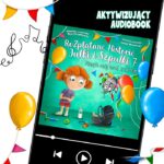 Audiobook dla dzieci „Niech mój brat zniknie" — Rozplątane Historie Julki i Szpulki 7, okładka na ekranie telefonu. Audiobajka o zazdrości o rodzeństwo dla dzieci 4-8 lat — Julka i Szpulka, część 7, okładka audiobooka.